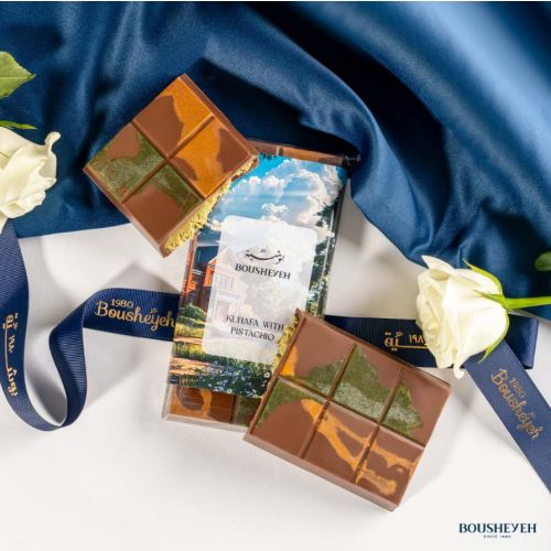 Bousheyeh Kunafa Bars - Pistachio Cream with Kunafa Filled in Milk Chocolate