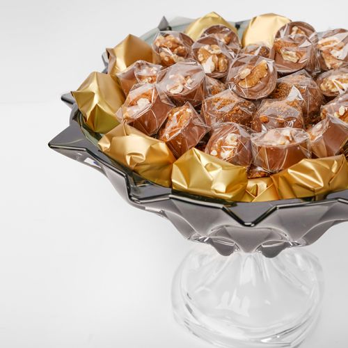 Elegant Footed Crystal Bowl, Chocolate Gift Arrangement 1750g