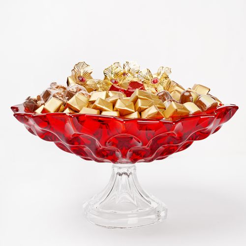 Elegant Footed Crystal Bowl, Chocolate Gift Arrangement 2250g