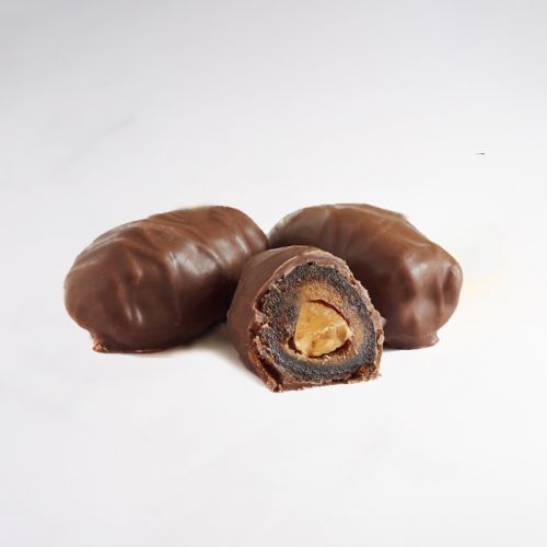 Madjool Dates stuffed with nuts covered in milk chocolate