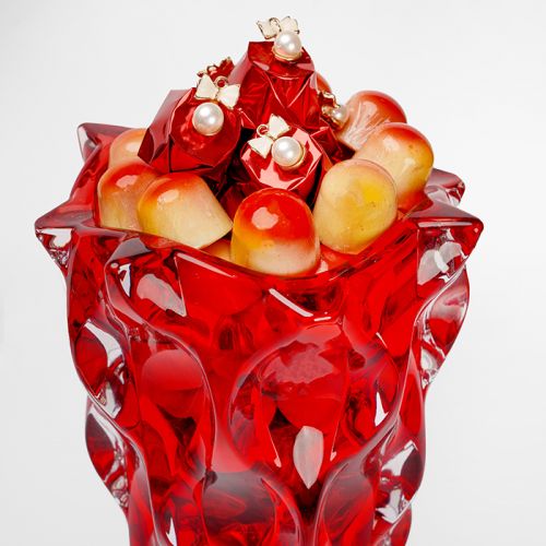 Elegant Crystal Vase, Chocolate Gift Arrangement 