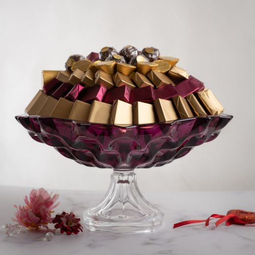 Elegant Footed Crystal Bowl, Chocolate Gift Arrangement 